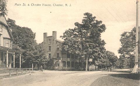 In 1810, Zephaniah Drake and his father, Jacob Drake, Jr., built the Brick Hotel, pictured on the left, which was also a stagecoach stop for a route that crossed the state.  Each of the original rooms had a fireplace with a carved mantelpiece.  In 1854 it was enlarged for a private school and sometime after 1868 it became a hotel again.  Daniel Budd had hopes of using this building for the Chester Institute, but decided there were too many rough mining men loitering around the area and moved it to another location away from the center of town.  