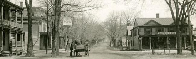 Along Main Street in Chester, NJ around 1890.